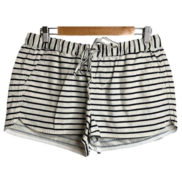 J Crew Factory Womens Size Medium Striped Linen-Cotton Drawstring Short Blue - Picture 3 of 11